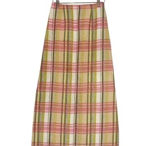 Vintage 1960s Wool Plaid Maxi Pencil Skirt Size S/M